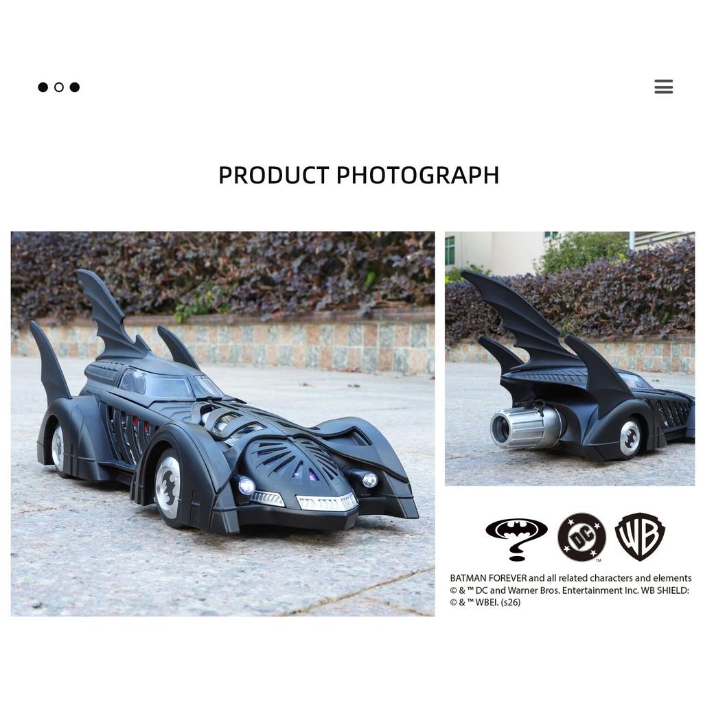 1/24 Classic Movie Car 1995 Batmobile Alloy Concept Bat Sports Car Model Metal Racing Vehicle Car Model Sound Light Kid Toy Gift