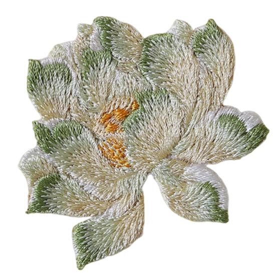 

Lotus Flower Patch Realistic Embroidered Floral Applique Lotus Flower Iron on Patch Embroidery Patch for Jackets Backpacks Hats Bags and DIY Craft зелёный