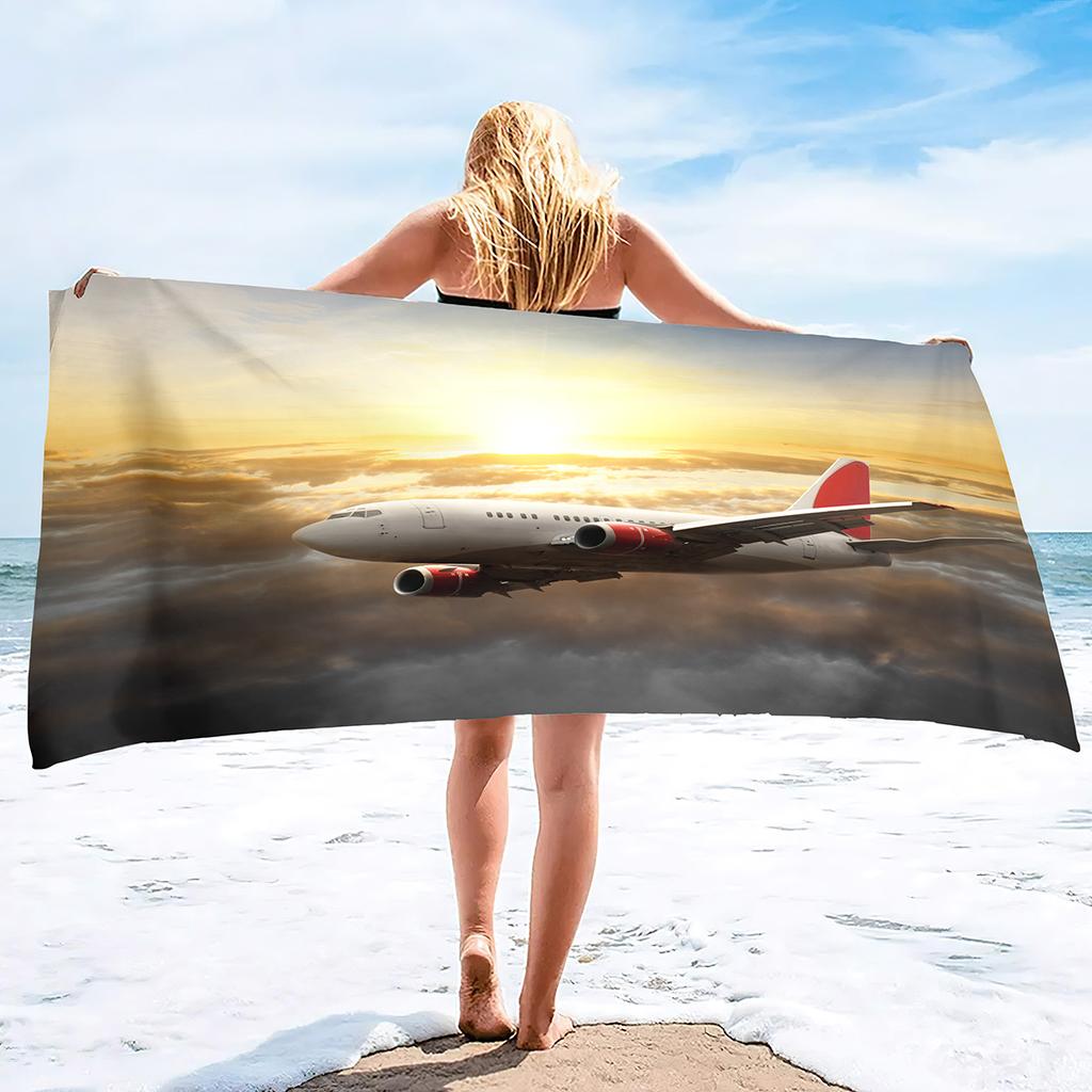 Microfiber Sand Free Beach Towel, Oversized Large Beach Towels For Travel Pool Swimming Bath Camping Yoga Aircraft Printing