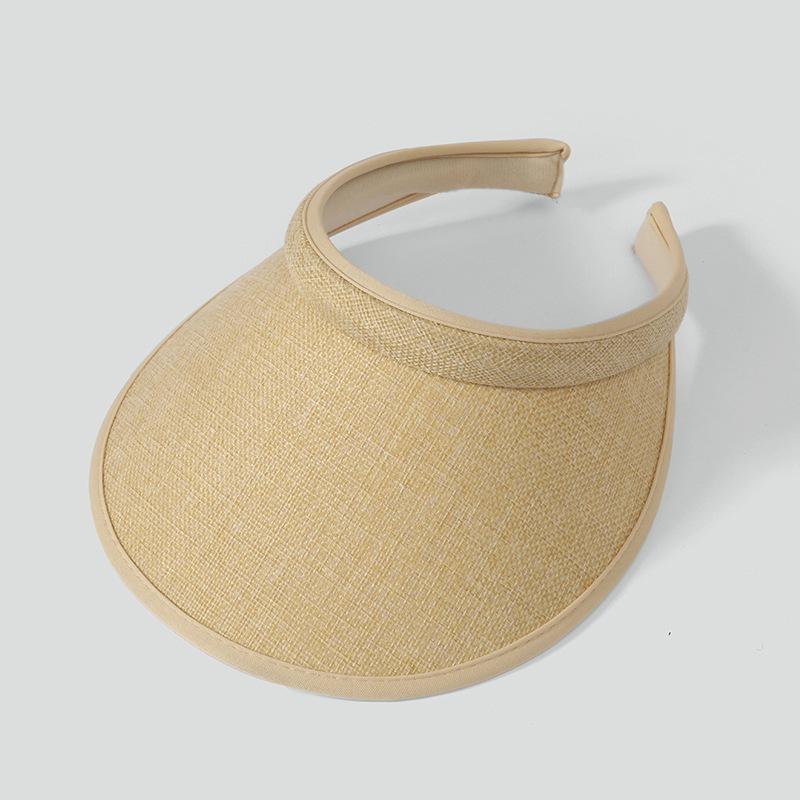 Straw Hat Empty Top Sun Hat Summer Hat Women's Face Cover Versatile Beach Big Eaves Seaside Outdoor Sun Protection Hat