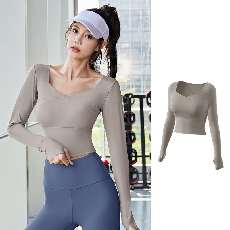

Рубашки для йоги с длинным рукавом, женские бесшовные спортивные топы для спортзала, топы для бега, фитнеса и тренировок, спортивная рубашка для активного отдыха XXL хаки