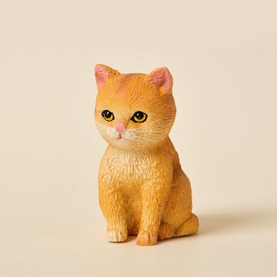 Cat Ornament Resin Statue Handmade Realistic Cat Figurine Home Office Desktop Living Room Decoration