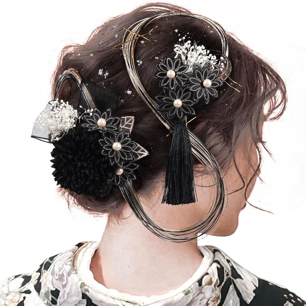 OTAKUMARKET Hair Ornaments for and Other Traditional Japanese with Mizuhiki and and Hair Ceremony Hair Silver and 4 Colors Coming-of-Age Ceremonies,