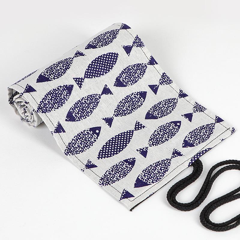 

Japanese Cotton Linen Pencil Roll - 24/36/48/72 slots, Large Capacity Sketch Case for Art Students. 12 slots