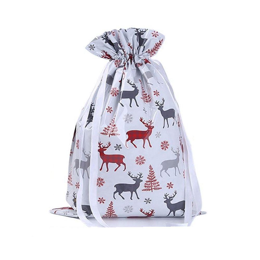 Gold Drawstring Snowman Elk Snowflake Goods Candy Wrapping Gift Bag Packaging Bag Christmas Gifts