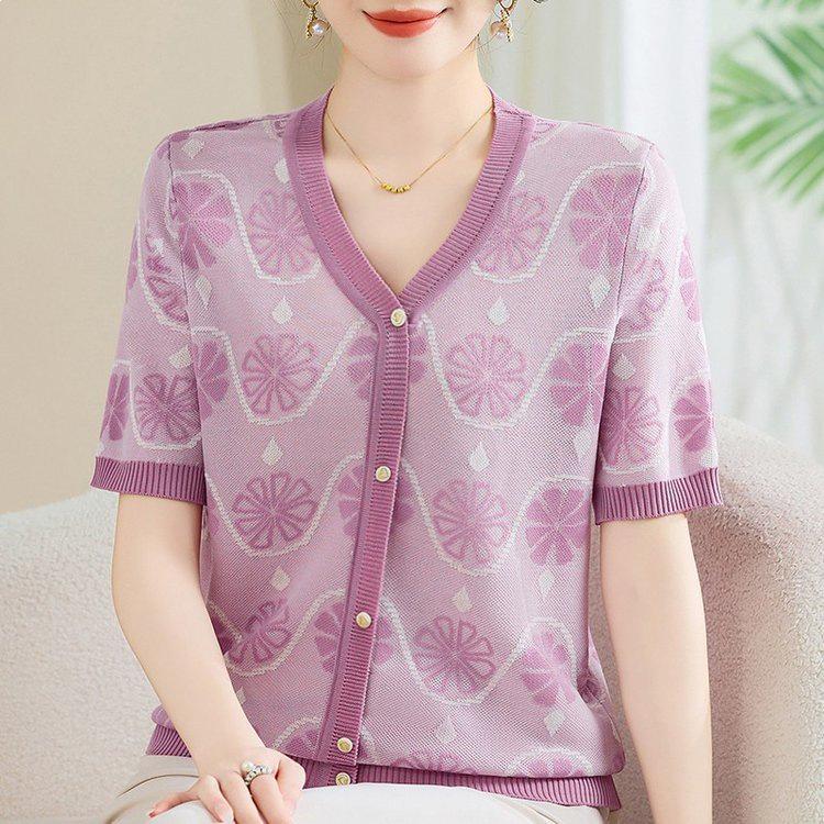 Mom's Elegant Summer Short-Sleeve Shirt - 2026 New Style for Middle-Aged and Elderly Women