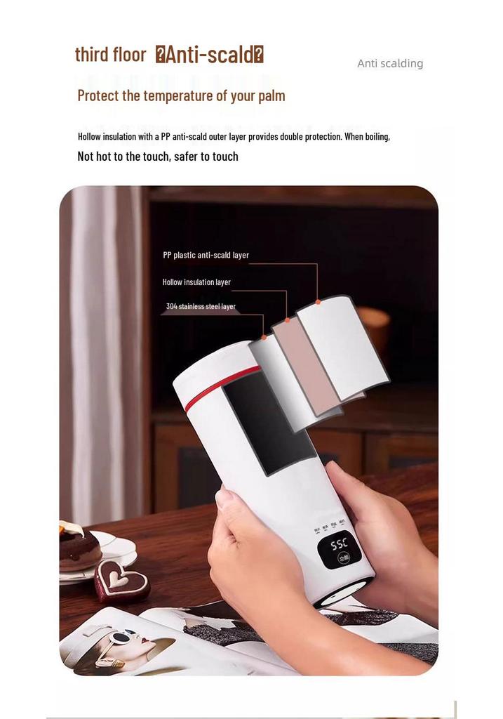 Compact Electric Travel Kettle with Digital Temperature Display for Hotels and Dorms