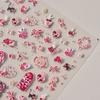 Red Heart Little Rabbit Peach Rose Nail & Phone Stickers - Cute Embossed Design