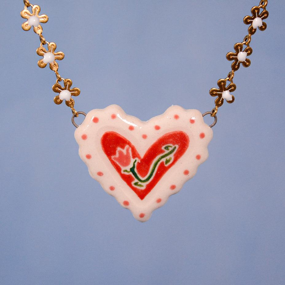 

Ceramic Love Star Necklace Small Flower Tai Chi Color Printed Pendant 14K Fresh And Sweet