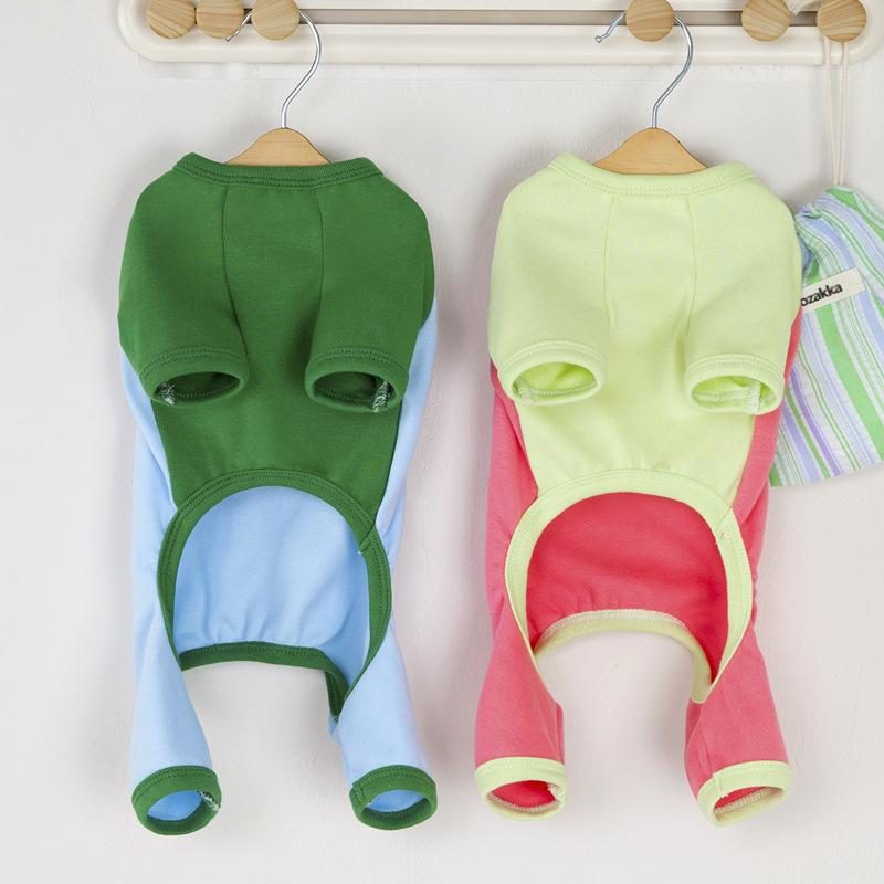 Comfortable cotton pet loungewear teddy than bear dog clothes four-legged pajamas can be towed