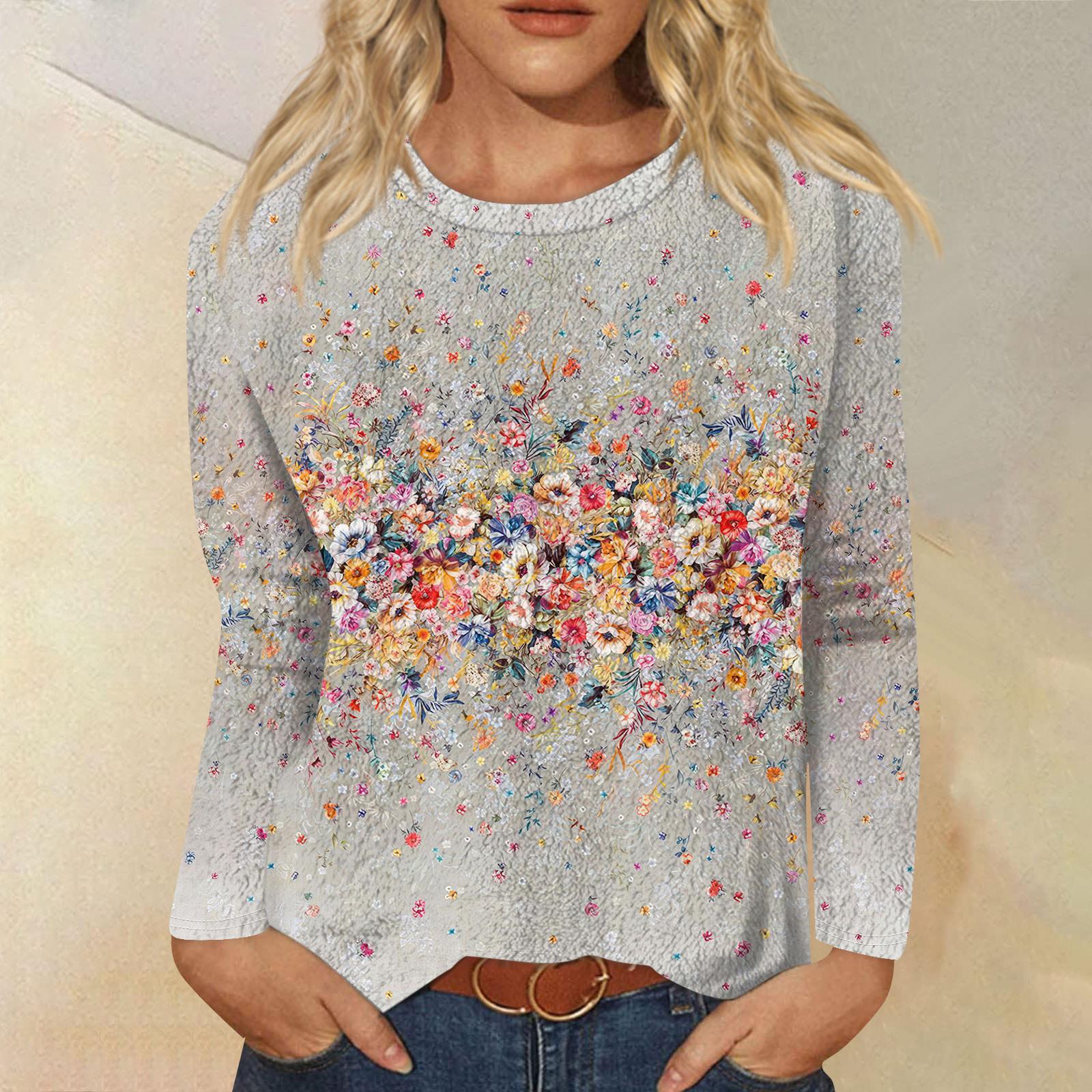 

Женская модная повседневная фланелевая футболка с длинным рукавом и круглым вырезом с принтом XL бежевый