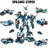 1407 577 pièces 6 en 1 Police Déformation Transformation Généraux de Guerre Robot Hélicoptère Voiture Avion Moto Jouet de Construction pour Garçon