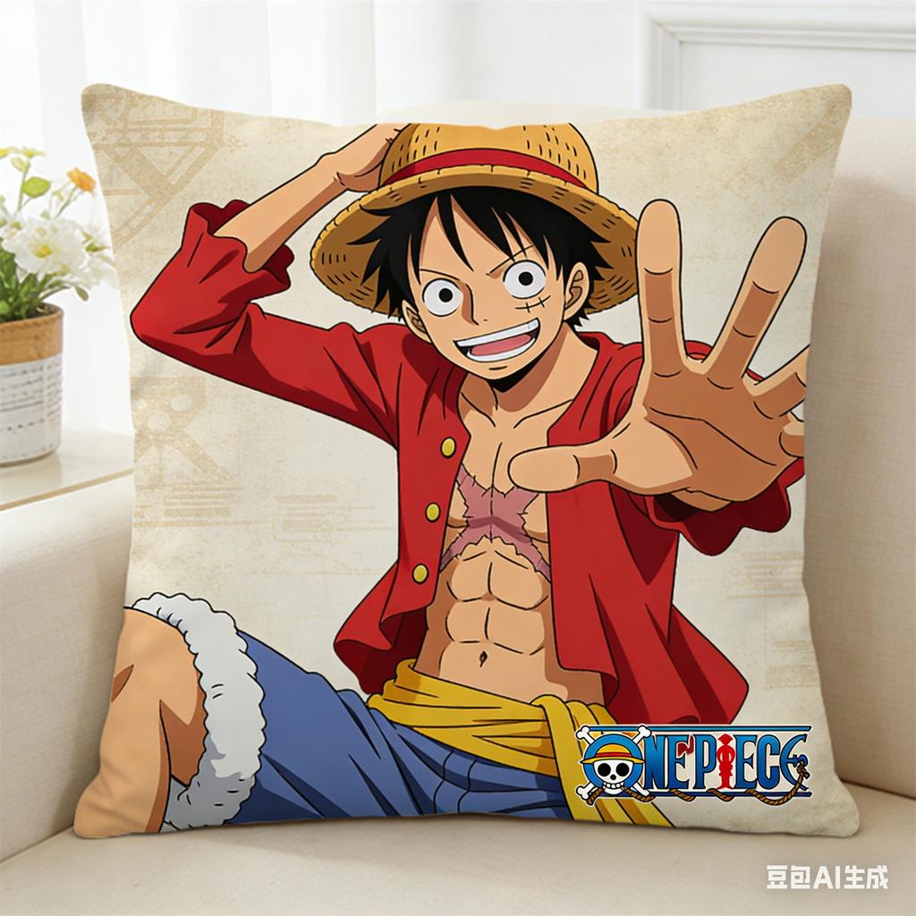 One Piece Luffy Printed Pillow Case Decorative Throw Pillow Cover For Sofa Bedroom Living Room Car Home Decor
