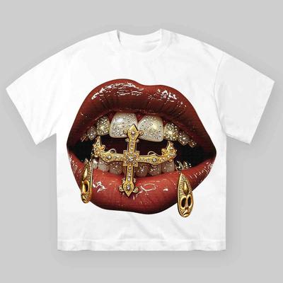 2025 American Street Vacation Style Hip-hop Trendy Printed Loose T-shirt Personalized and Versatile Pure Cotton for Men Women
