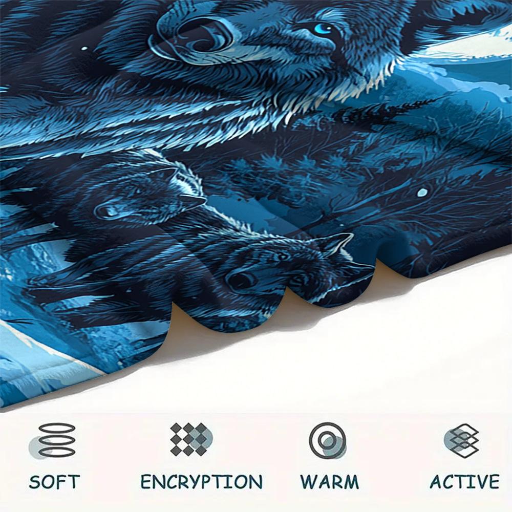 Dreamy Wolf Print Flannel Blanket, High quality Comfortable for All Seasons, Home Decor, Warmth and Comfort, Perfect for Christmas Gifts