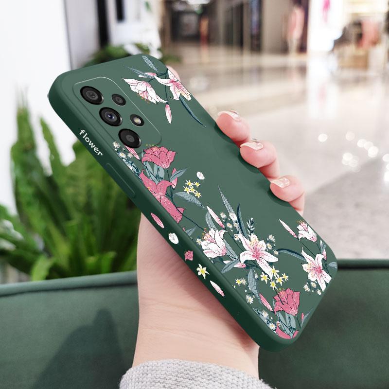 

Safflower Lily Phone Case For Samsung A73 A53 A33 A23 A13 A03 A03S A04 A04S A72 A52 A52S A32 A22 A12 A02S A02 A71 A51 4G 5G Samsung A02 темно-зелений колір