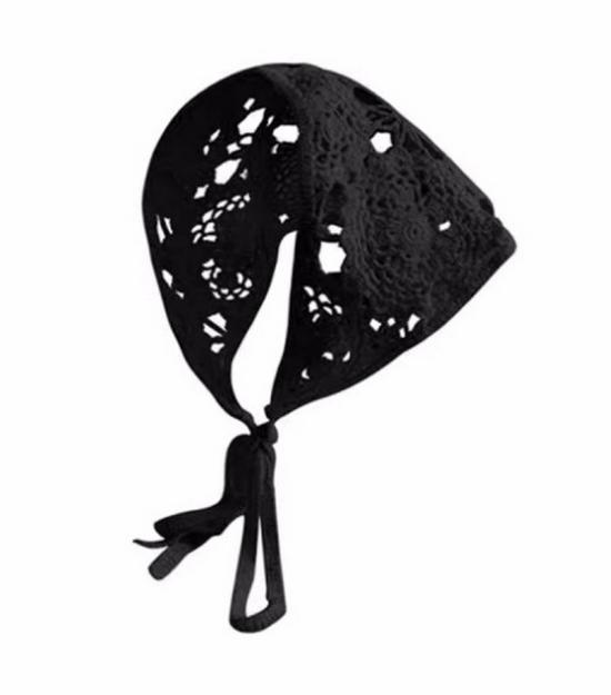Spring & Autumn Korean Crochet Triangle Scarf & Hairband - Cute Floral Style for Women & Girls