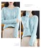 Women's Fashionable Autumn Wool Cardigan Coat - Round Neck, Knit, Hollow Design Cashmere Sweater