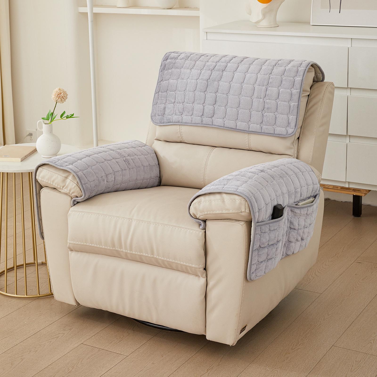 

Plush Non-Slip Sofa Armrest Pad Set with Storage Pocket and Back Cushion Armrest 66x50 (With Pocket)