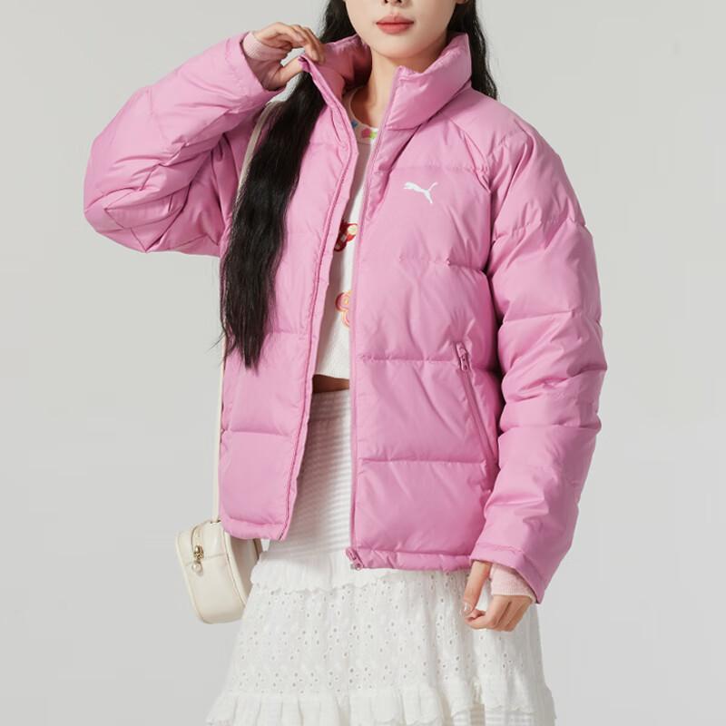 Puma Solid Color Stand Collar Warm Comfortable Bread Down Jacket Women Jacket Pink 631635-48