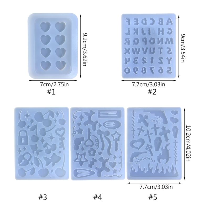 Glossy Geometry Filler Letter Star Silicone Epoxy Resin Mold DIY Keychain Pendant Jewelry for Bag Decorations Craft