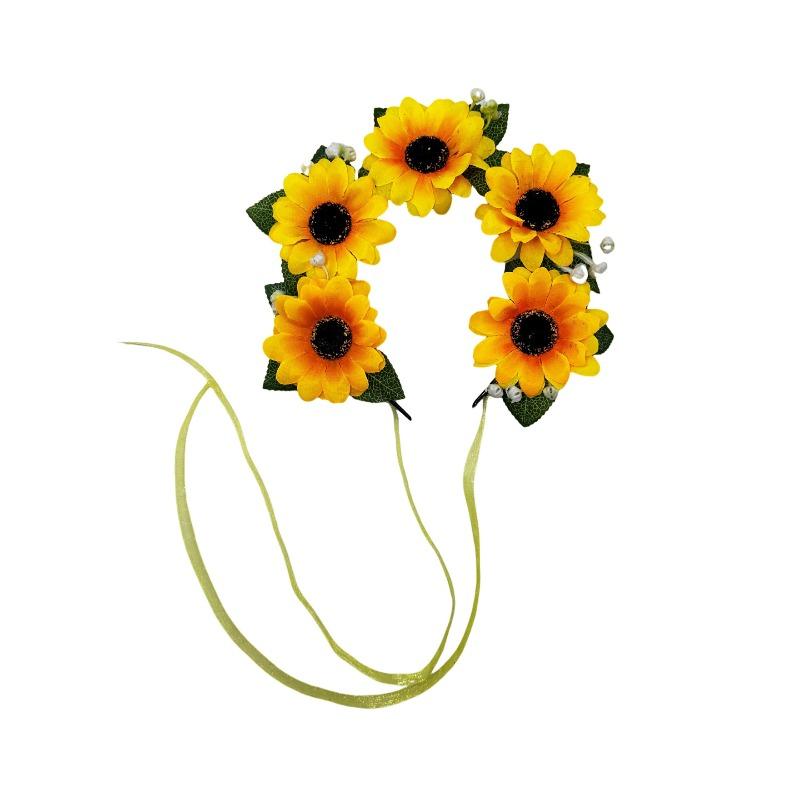 Daisy headband wreath Bohemian sun flower head with scenic seaside vacation photo dress up headband
