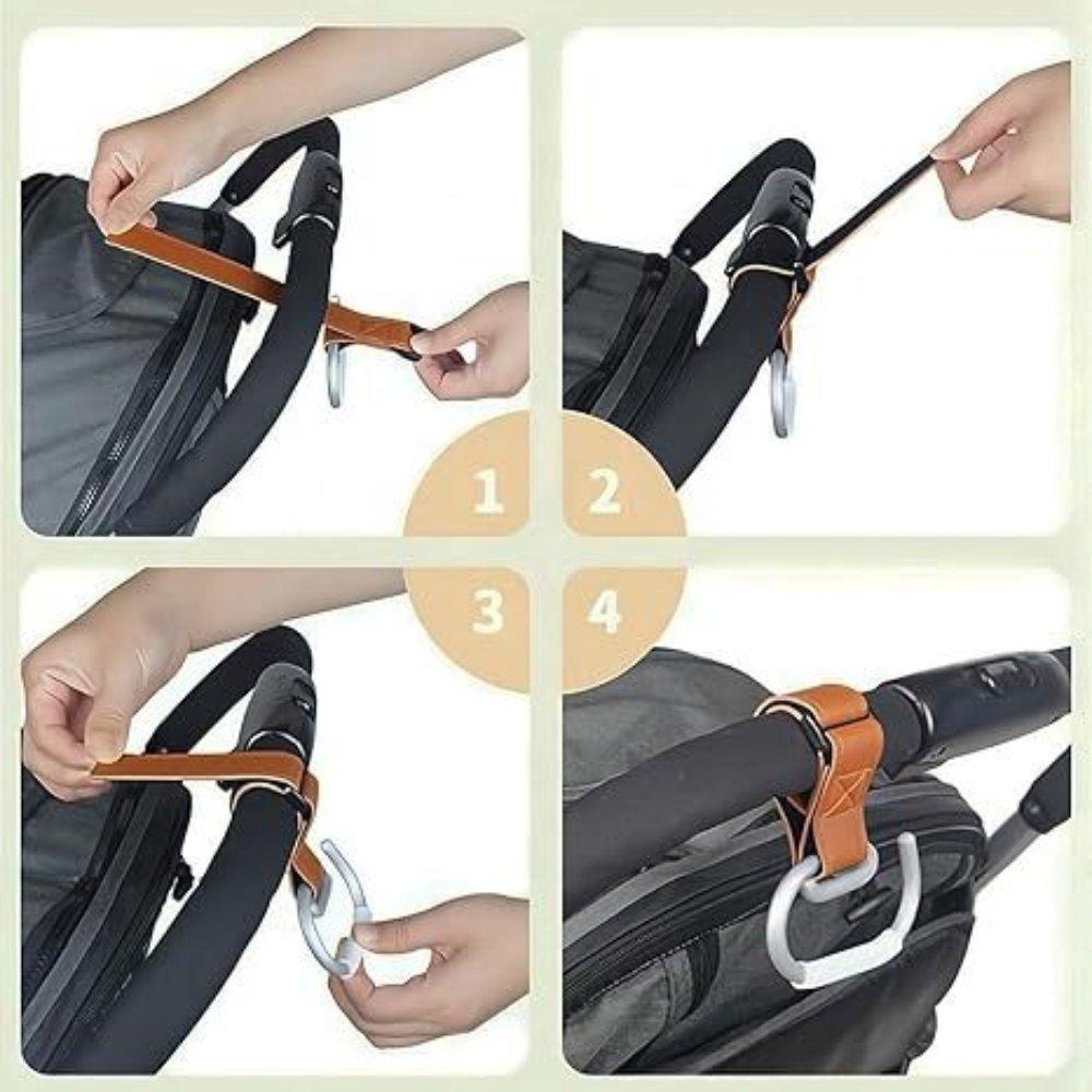 Baby Stroller Hooks, 2 Pack Universal Double Hook Clips for Pushchair Scooter Shopping Bag, Black