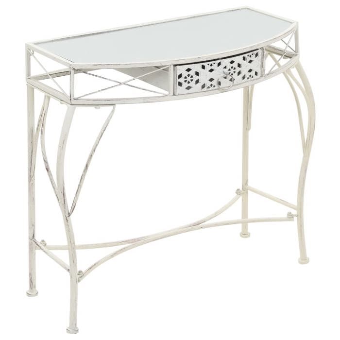 VidaXL Table d'appoint Style français Métal 82 x 39 x 76 cm Blanc 245935