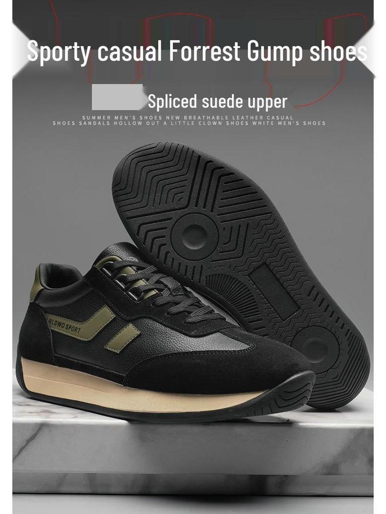 Frühlings Herren Forrest Gump Leder-Sneakers – Dicke Sohle, Rutschfest, Vielseitige Casual Dad-Schuhe.