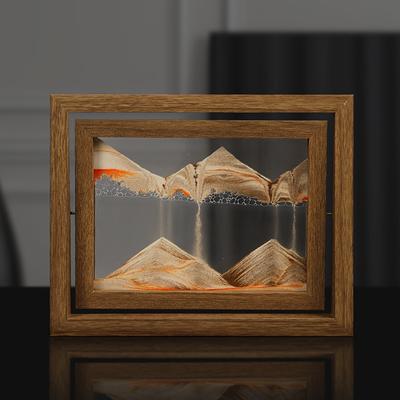 Solid Wood 3D Creative Rotating Liquid Sand Painting Home Bedroom Decorations Decorations Crafts
