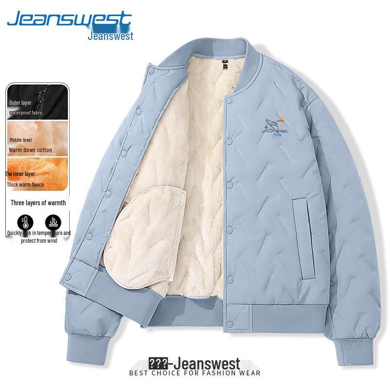Jeanswest Unisex Water-Repellent Baseball Collar Cotton Jacket