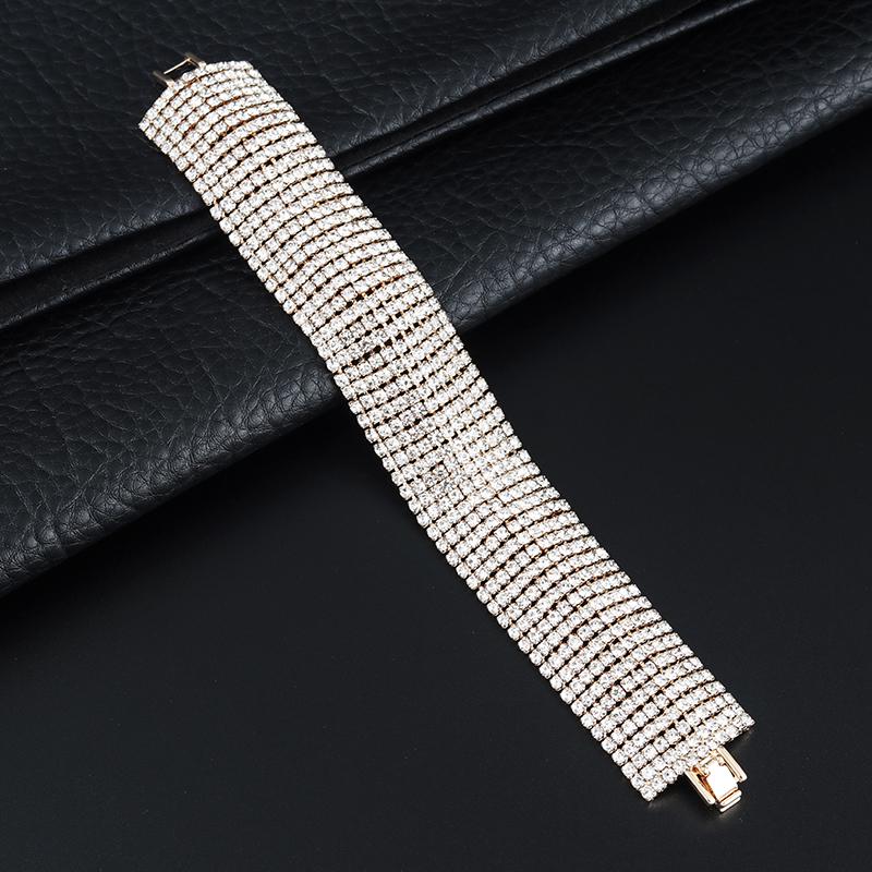 Fashion Women Rhinestone 11 Row Bracelet Fashion Adjustable Bangles Jewelry Nice Bracelet Gift Party Jewelry