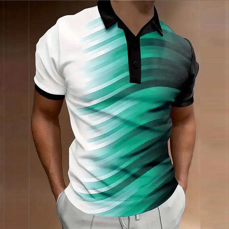 3D Striped Print Street POLO T Shirt 6XL Plus Size Casual Tops