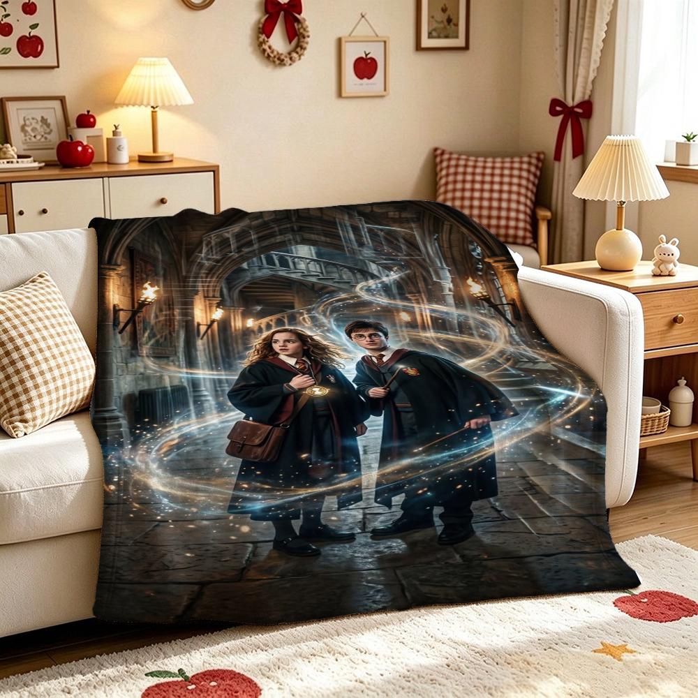 Wizard'S Magical Night Pattern Theme Flannel Blanket Suitable For All Seasons For Living Room Bedroom Gaming Room Lightweight Home Decor