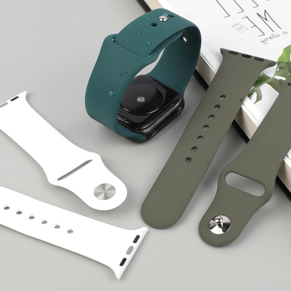 Silicone Watch Band 44mm 40mm 38mm 42mm Sport Loop Bracelet Waterproof Watchband iWatch Series 6 SE 5 4 3