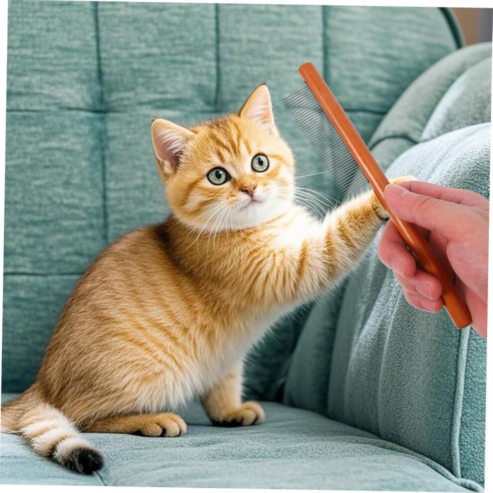 Pet Hair Removal Comb, Wooden Handle, Metal Teeth, Narrow Design, For Cats And Dogs, Long And Short Hair