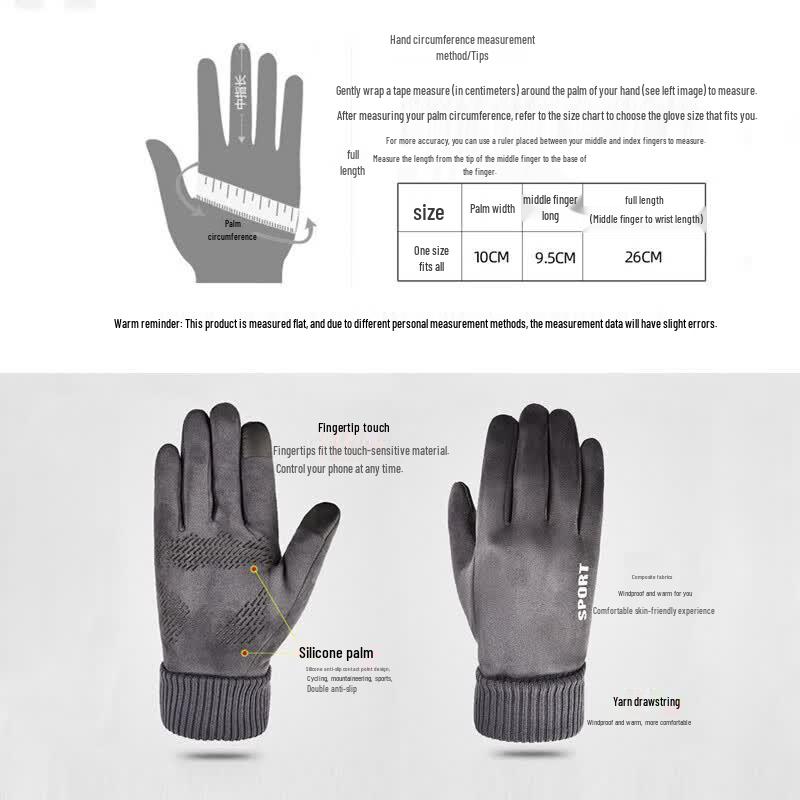Jinguolao KCAA-232 Winter Warm Suede Touchscreen Gloves One Size