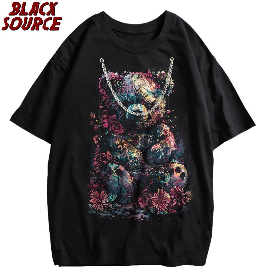 

Oversized Tshirts Cartoon Anime Bear Printed Mens TShirt Oversized Sports Short Sleeve Tshirt p S