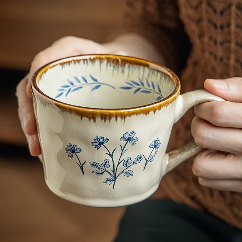 385ml Ceramic Coffee Cup Microwave Safe Milk Cup Decorative Exquisite Water Cup Living Room
