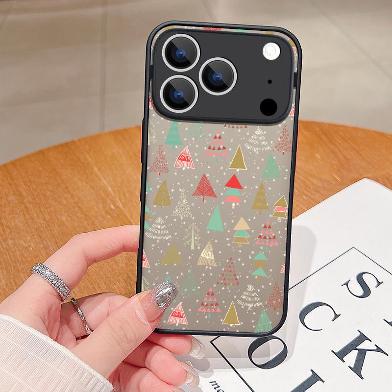 Cartoon Christmas Tree Santa Claus Phone Case For iPhone 17 Pro Max Funda iPhone 16 Pro Max 13 15 14 Air 16e Matte TPU Cover Gift