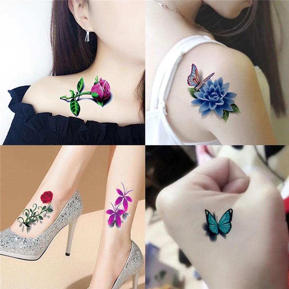 20/50pcs Waterproof Tattoo Stickers Sexy Simulation Collarbone Stickers Tattoo Butterfly Flower K9U6