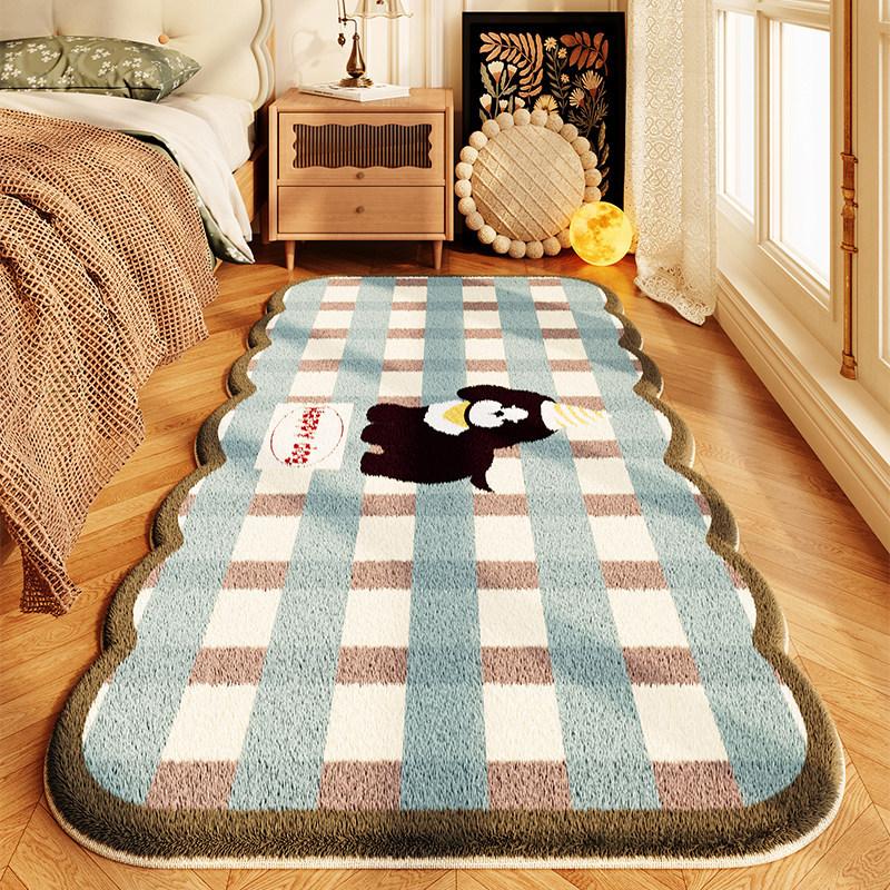 Imitation Cashmere Bedside Blanket Thickened Non-slip Leave-in Household Carpet High-end Living Room Bedroom Plush Floor Mat