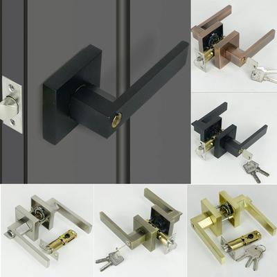 Internal Door Door Handle Lock Cylinder/Latch with Lock Door Lock Handles Set Bathroom Bedroom Door Aluminum Alloy