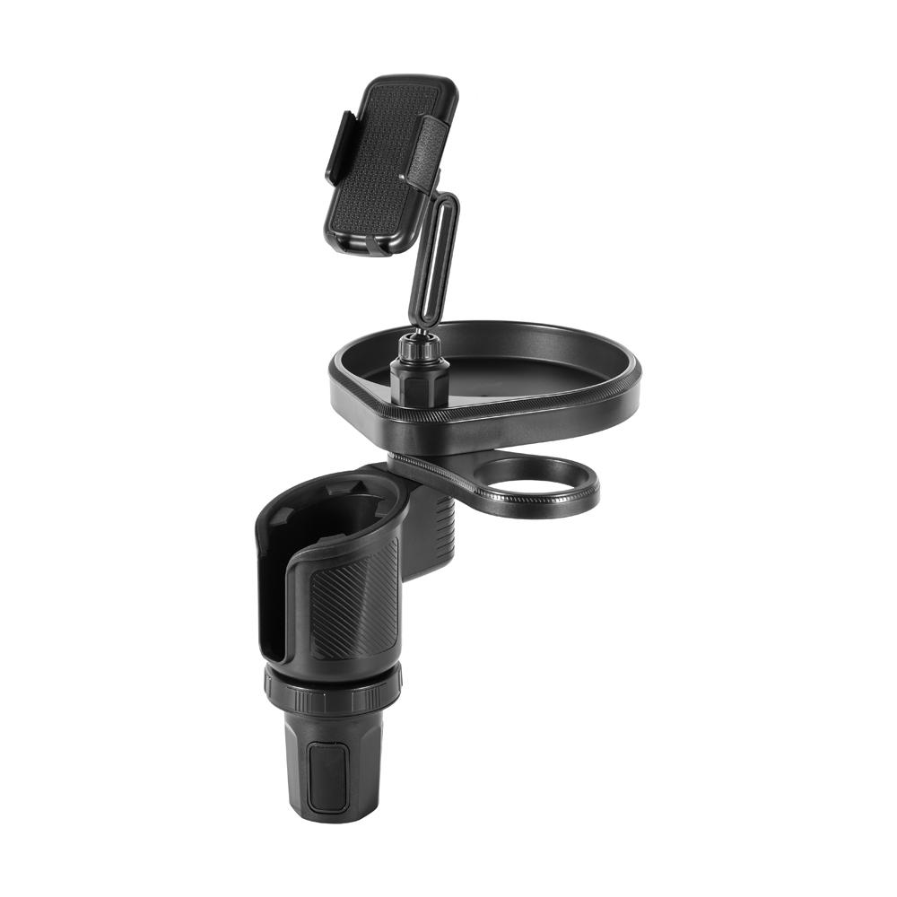 

4 In 1 Car Phone and Cup Holder Easy to Install Food Tray Car Cup Holder Expander for Snacks Water Bottle Mugs Coffee Cups Keys чёрный