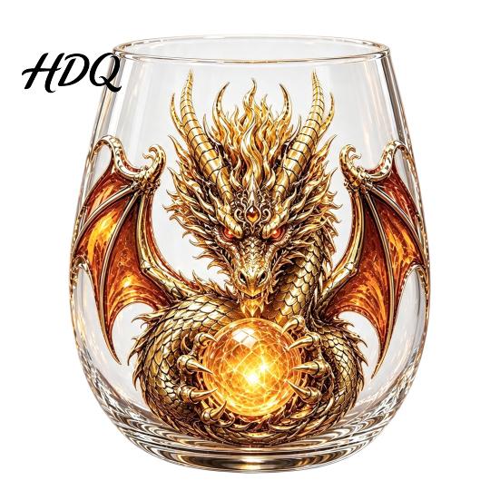 Bar Display Collection Items Mythic Dragon Glass Art Cup 3D Sculpted Drinking with Crystal Ball Unique Whiskey Tasting Cups 400ml Fantasy