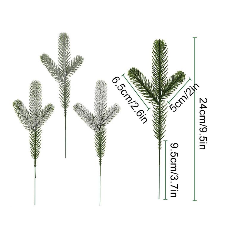 24Pcs Evergreen & Snow-Covered for Christmas Tree For Garland Wreath DIY Floral Arrangements Realistic Artificial Plants
