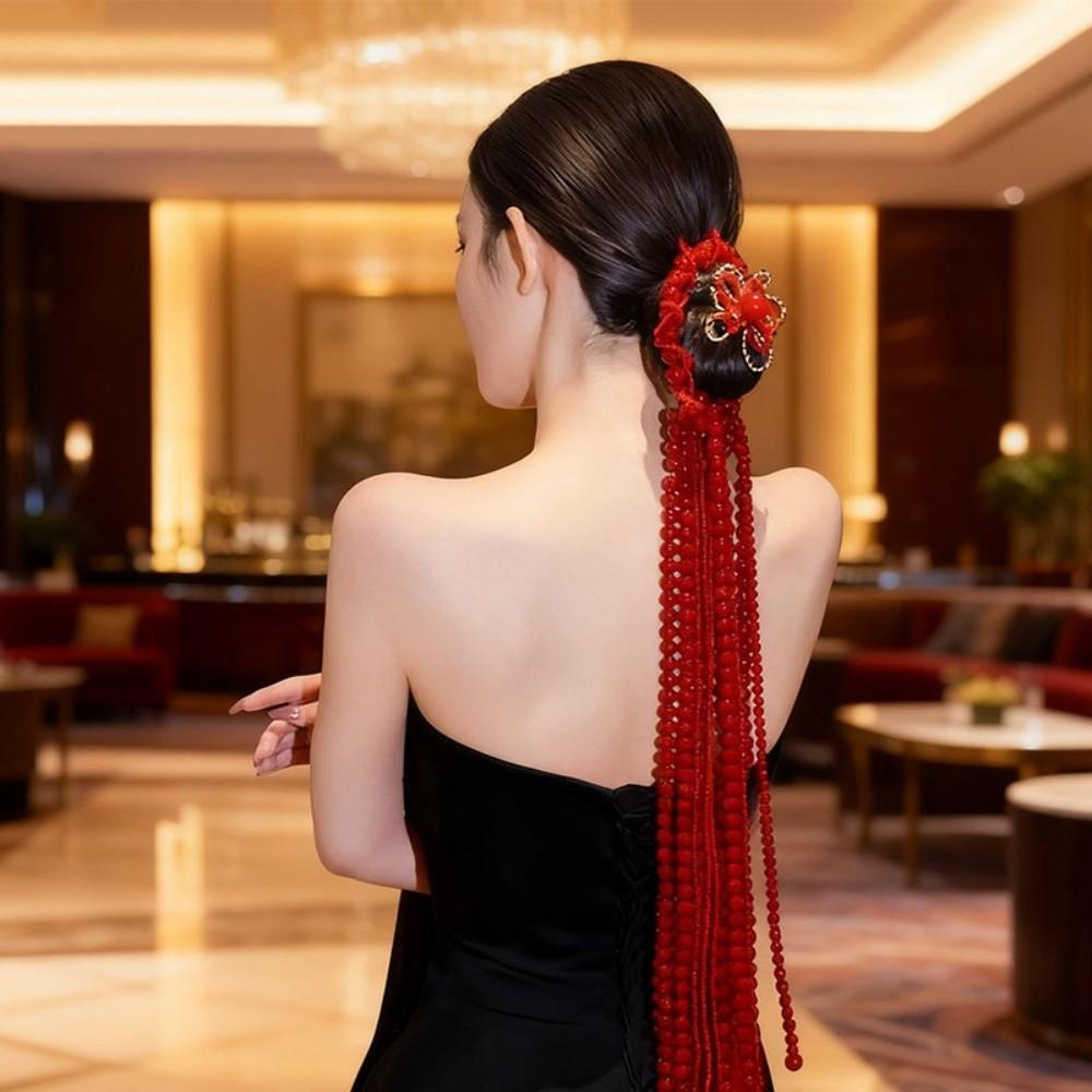 Exquisite Flower Hair Clip Elegant Bride Hair Vine Pearl Tassels Hair Accessories Wedding Dress