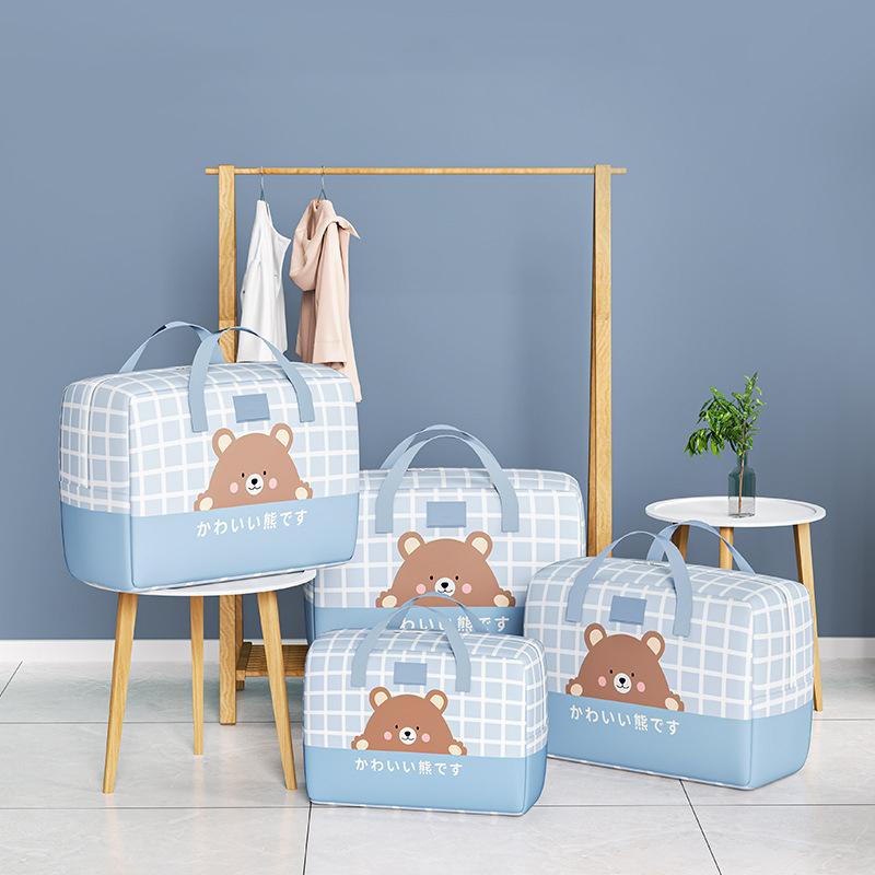 Cute Bear Large Capacity Clothes Storage Bag Waterproof Cabinet Wardrobe Organizer Quilt Pillow Blanket Organizer Dustproof Bedding Storag