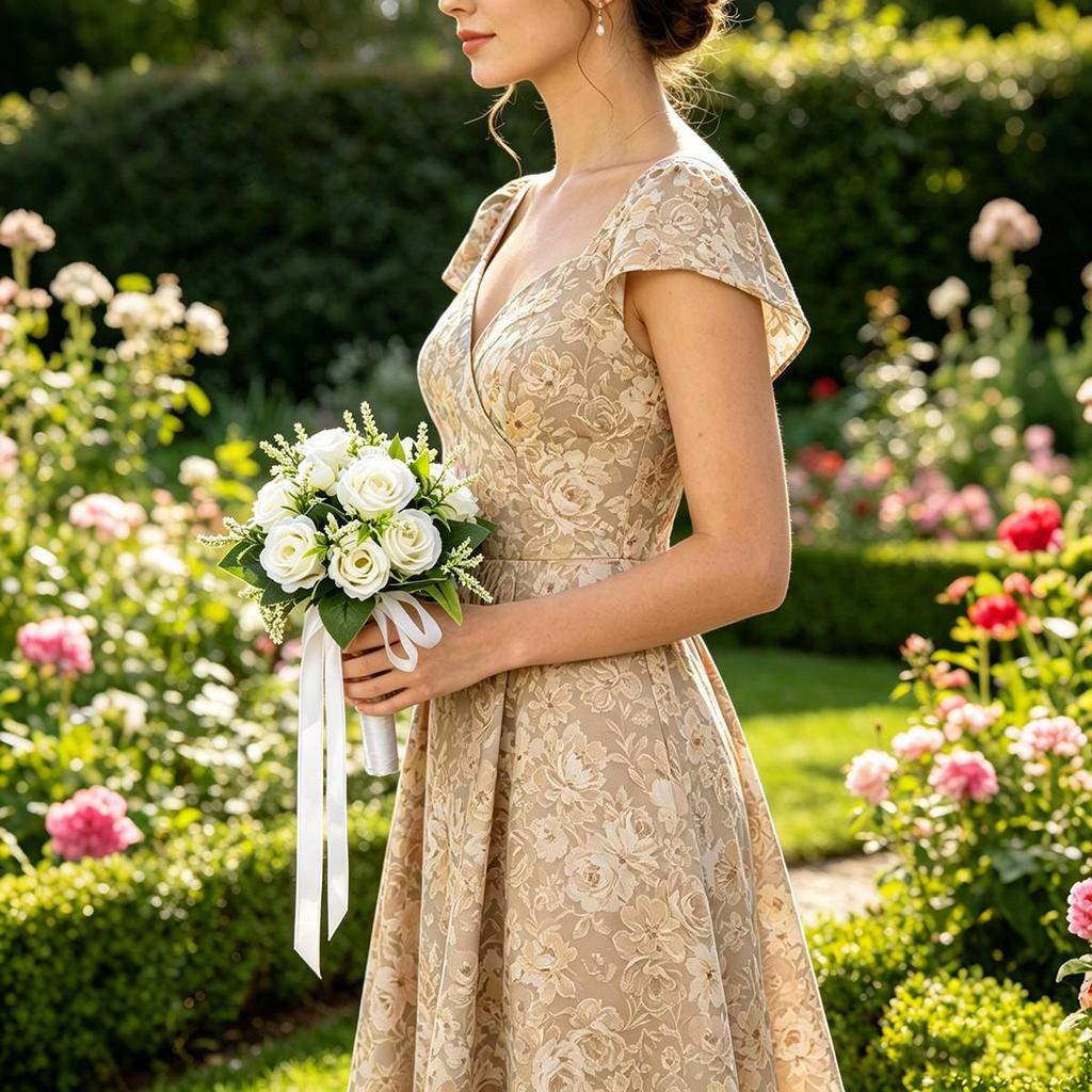 Braut-Weißes Schleierkraut & Rosenstrauß - Frische Künstliche Blumen für Hochzeit oder Brautjungfer.