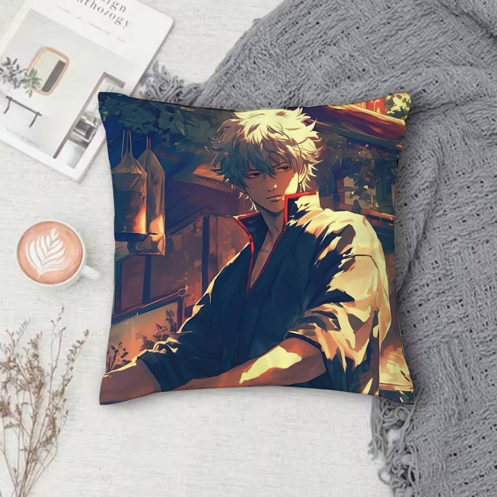 GGintama Anime  Doublesided Printed Square Pillow Cover Decorative Cushion Cover for Sofa Bedroom Bedside